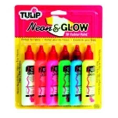 TULIP Tulip Washable 3D Fabric Paint Set - 1.25 Oz. - Assorted Neon Glow Color; Set - 6 409307